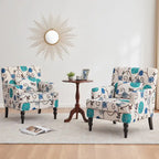 2 Fauteuil d'appoint capitonné avec oreiller lombaire Beige/Gris/Bleu clair