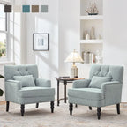 2 Fauteuil d'appoint capitonné avec oreiller lombaire Beige/Gris/Bleu clair