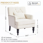 2 Fauteuil d'appoint capitonné avec oreiller lombaire Beige/Gris/Bleu clair