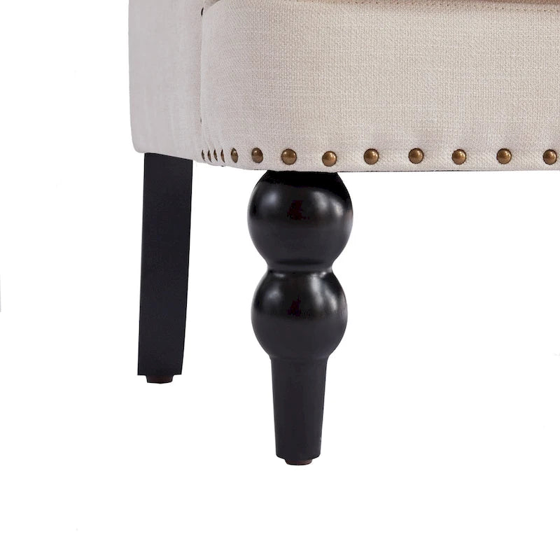 2 Fauteuil d'appoint capitonné avec oreiller lombaire Beige/Gris/Bleu clair