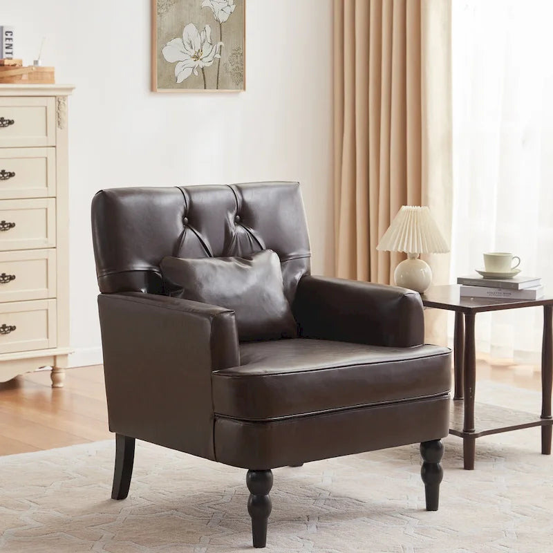 2 Fauteuil d'appoint capitonné avec oreiller lombaire Beige/Gris/Bleu clair