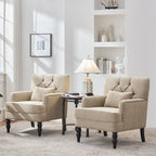2 Fauteuil d'appoint capitonné avec oreiller lombaire Beige/Gris/Bleu clair