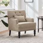 2 Fauteuil d'appoint capitonné avec oreiller lombaire Beige/Gris/Bleu clair