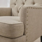 2 Fauteuil d'appoint capitonné avec oreiller lombaire Beige/Gris/Bleu clair