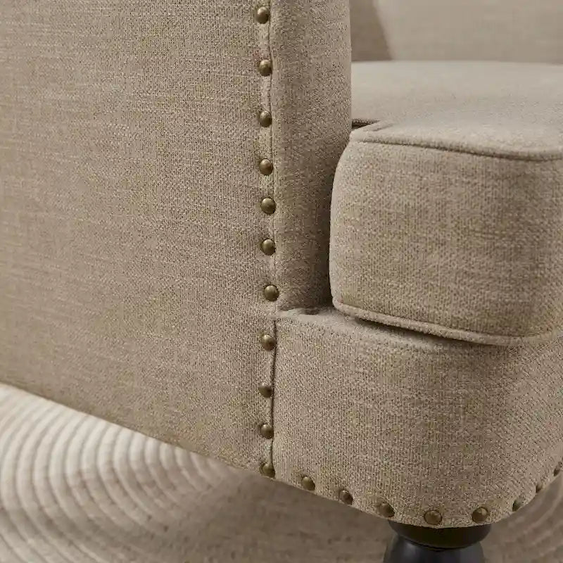 2 Fauteuil d'appoint capitonné avec oreiller lombaire Beige/Gris/Bleu clair