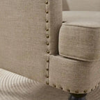 2 Fauteuil d'appoint capitonné avec oreiller lombaire Beige/Gris/Bleu clair