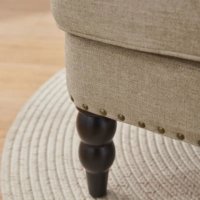 2 Fauteuil d'appoint capitonné avec oreiller lombaire Beige/Gris/Bleu clair