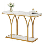 Console moderne dorée avec plateau en marbre pour entrée ou couloir