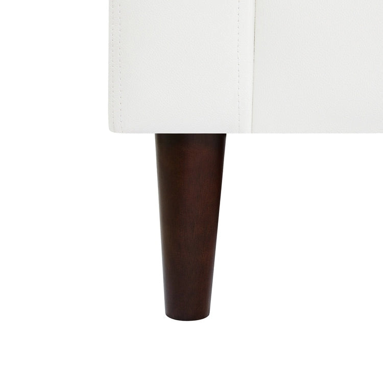 Canapé moderne en cuir véritable avec pieds en bois et coussin traversin supplémentaire