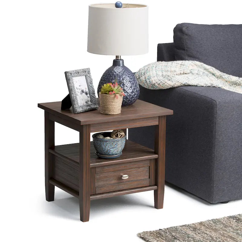 Table d'appoint rectangulaire de transition en BOIS MASSIF Norfolk de 20 pouces de large