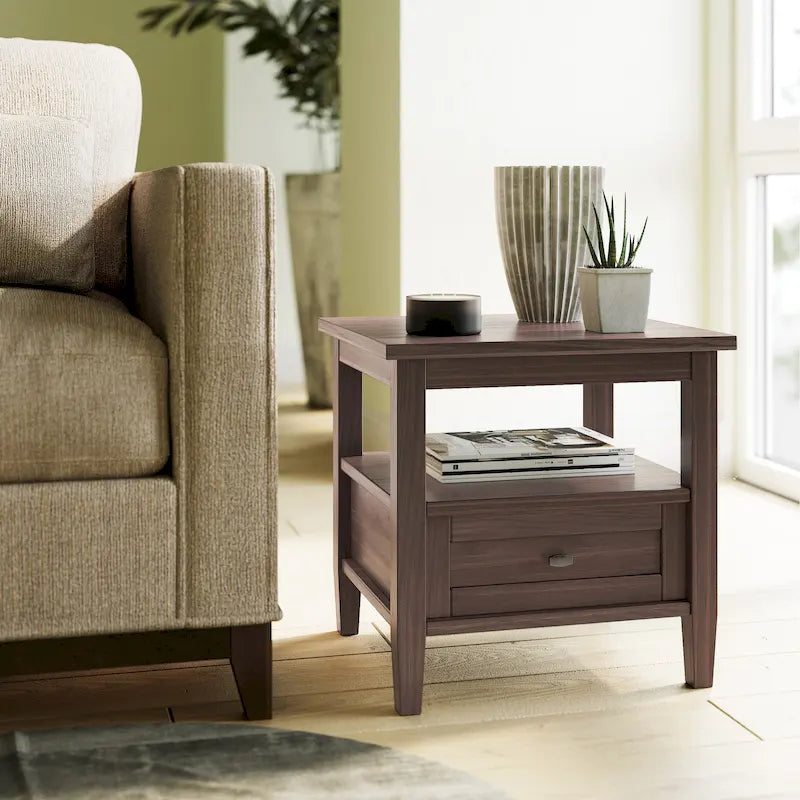 Table d'appoint rectangulaire de transition en BOIS MASSIF Norfolk de 20 pouces de large