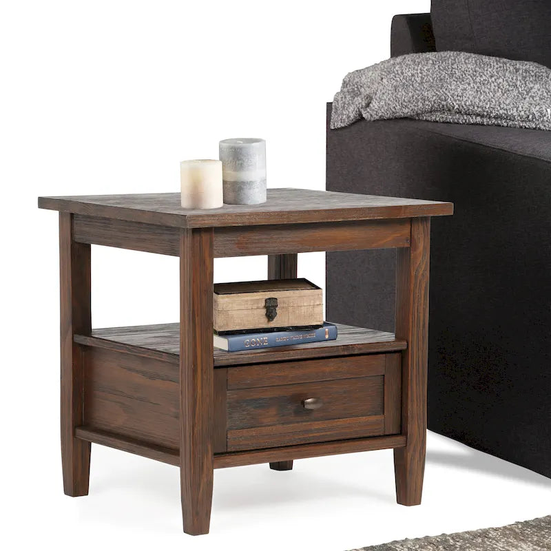Table d'appoint rectangulaire de transition en BOIS MASSIF Norfolk de 20 pouces de large