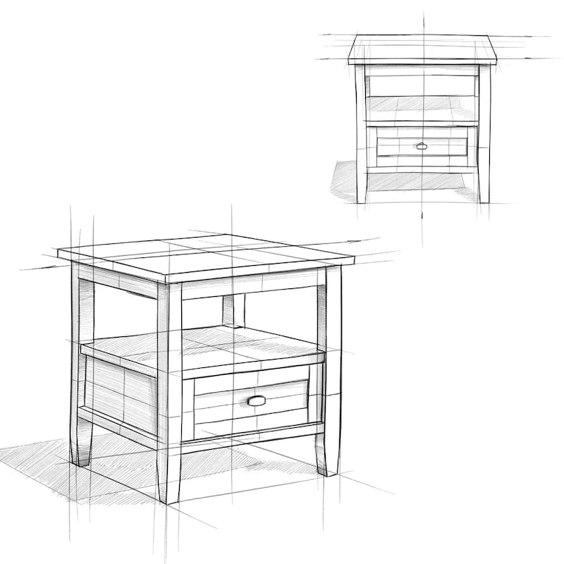 Table d'appoint rectangulaire de transition en BOIS MASSIF Norfolk de 20 pouces de large