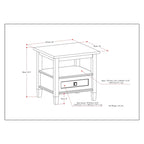 Table d'appoint rectangulaire de transition en BOIS MASSIF Norfolk de 20 pouces de large