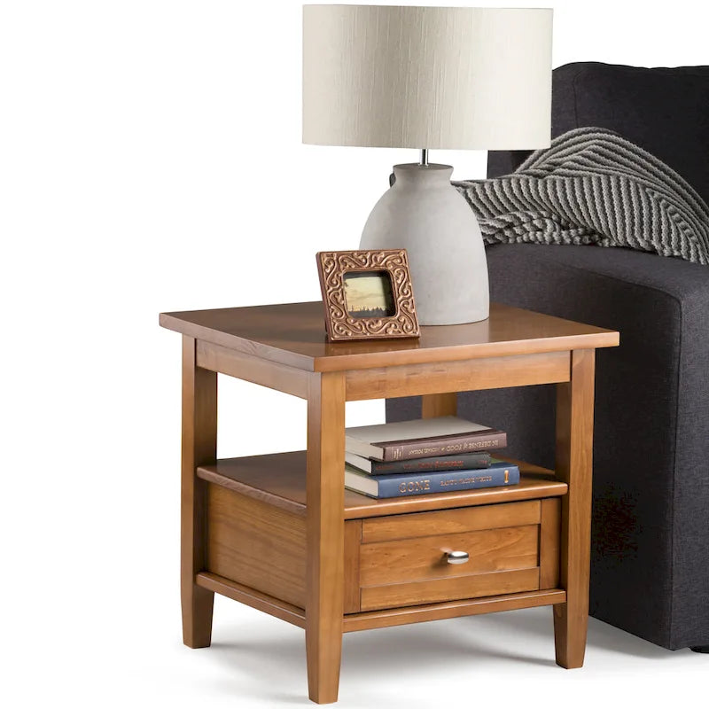 Table d'appoint rectangulaire de transition en BOIS MASSIF Norfolk de 20 pouces de large