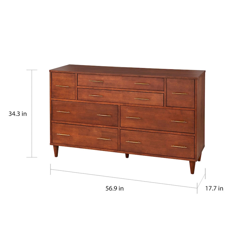 Commode Ana style Mid-Century avec 8 tiroirs