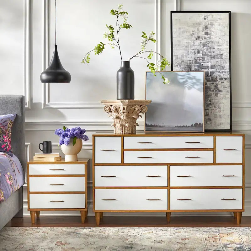 Commode Ana style Mid-Century avec 8 tiroirs