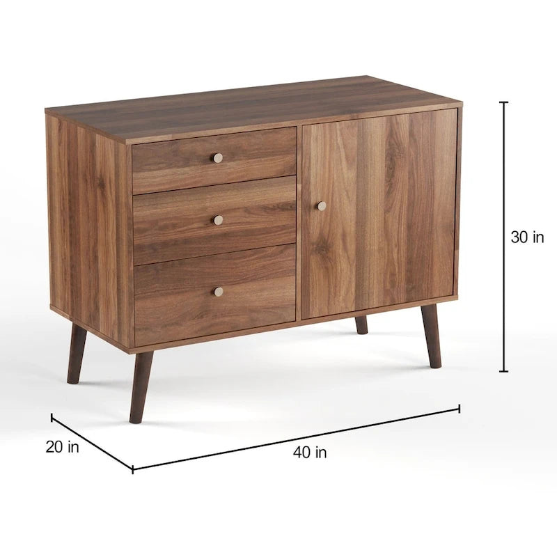 Buffet/bahut moderne du milieu du siècle à 3 tiroirs Horsens