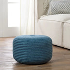 Pouffe/Repose-pieds d'intérieur/extérieur rond en polyester Saba Solar – 45 x 45 x 30 cm
