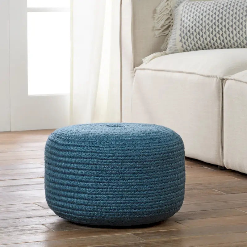 Pouffe/Repose-pieds d'intérieur/extérieur rond en polyester Saba Solar – 45 x 45 x 30 cm