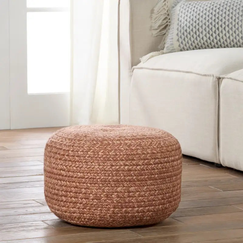Pouffe/Repose-pieds d'intérieur/extérieur rond en polyester Saba Solar – 45 x 45 x 30 cm