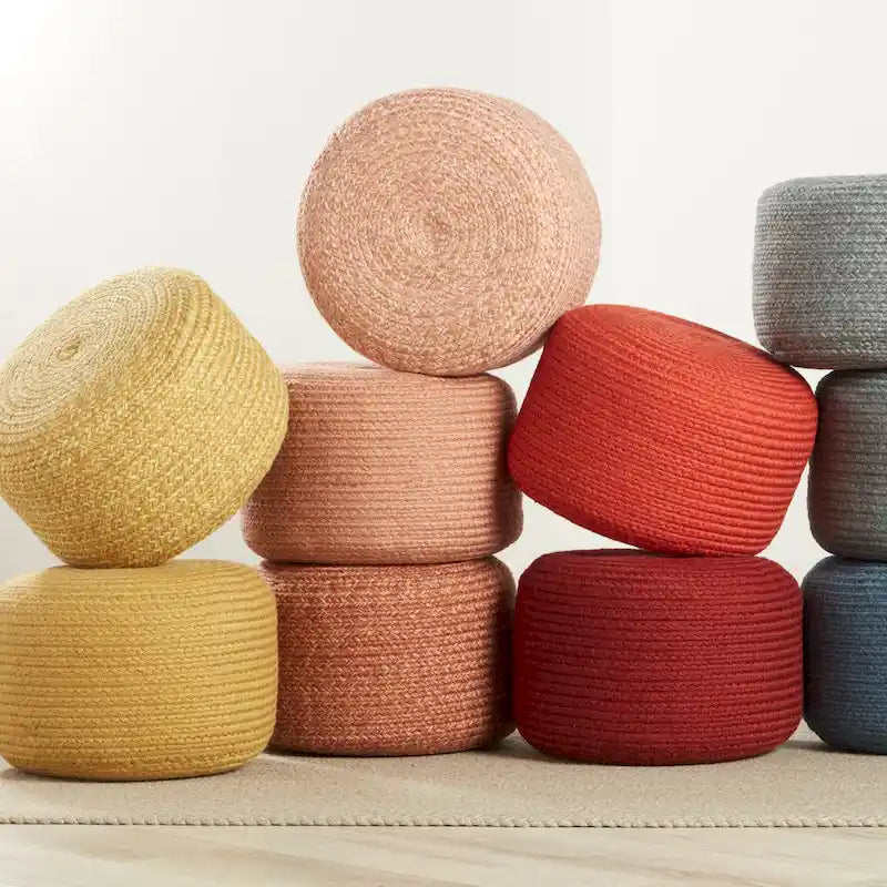 Pouffe/Repose-pieds d'intérieur/extérieur rond en polyester Saba Solar – 45 x 45 x 30 cm