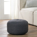 Pouffe/Repose-pieds d'intérieur/extérieur rond en polyester Saba Solar – 45 x 45 x 30 cm