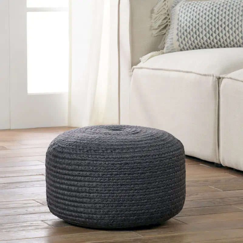 Pouffe/Repose-pieds d'intérieur/extérieur rond en polyester Saba Solar – 45 x 45 x 30 cm