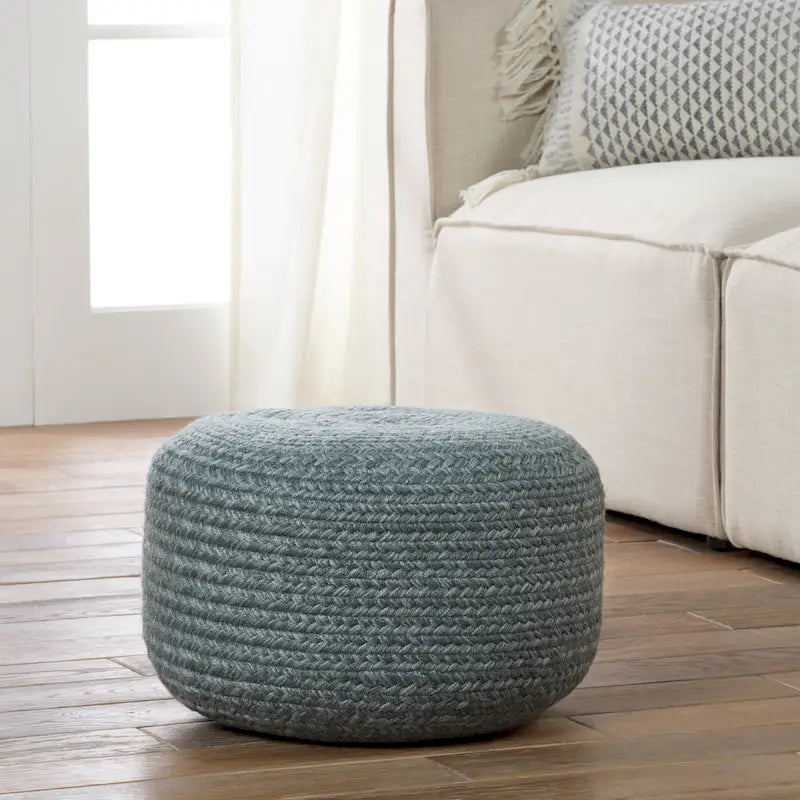 Pouffe/Repose-pieds d'intérieur/extérieur rond en polyester Saba Solar – 45 x 45 x 30 cm