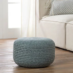 Pouffe/Repose-pieds d'intérieur/extérieur rond en polyester Saba Solar – 45 x 45 x 30 cm