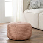 Pouffe/Repose-pieds d'intérieur/extérieur rond en polyester Saba Solar – 45 x 45 x 30 cm