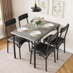 Table à manger rectangulaire pour 4 personnes avec chaises rembourrées