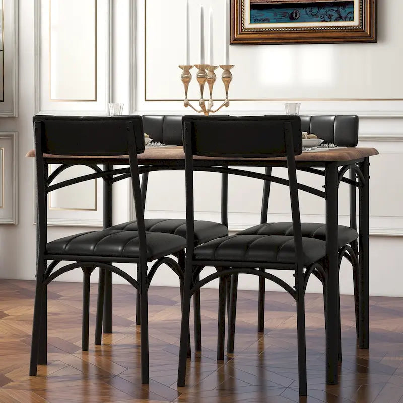 Table à manger rectangulaire pour 4 personnes avec chaises rembourrées