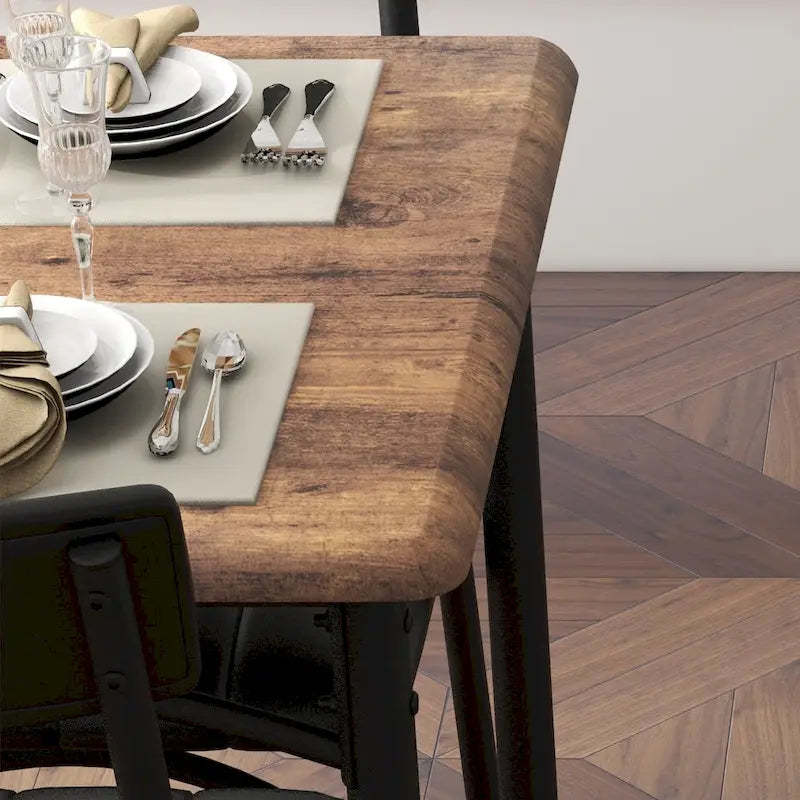 Table à manger rectangulaire pour 4 personnes avec chaises rembourrées