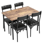 Table à manger rectangulaire pour 4 personnes avec chaises rembourrées