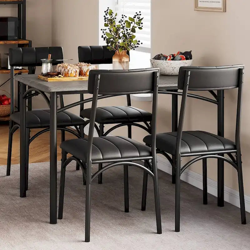 Table à manger rectangulaire pour 4 personnes avec chaises rembourrées