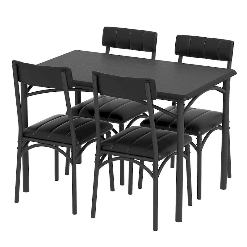 Table à manger rectangulaire pour 4 personnes avec chaises rembourrées