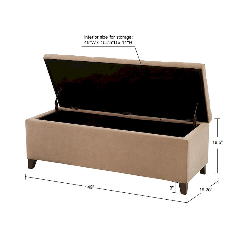 Banc de rangement capitonné Sasha à dessus touffeté