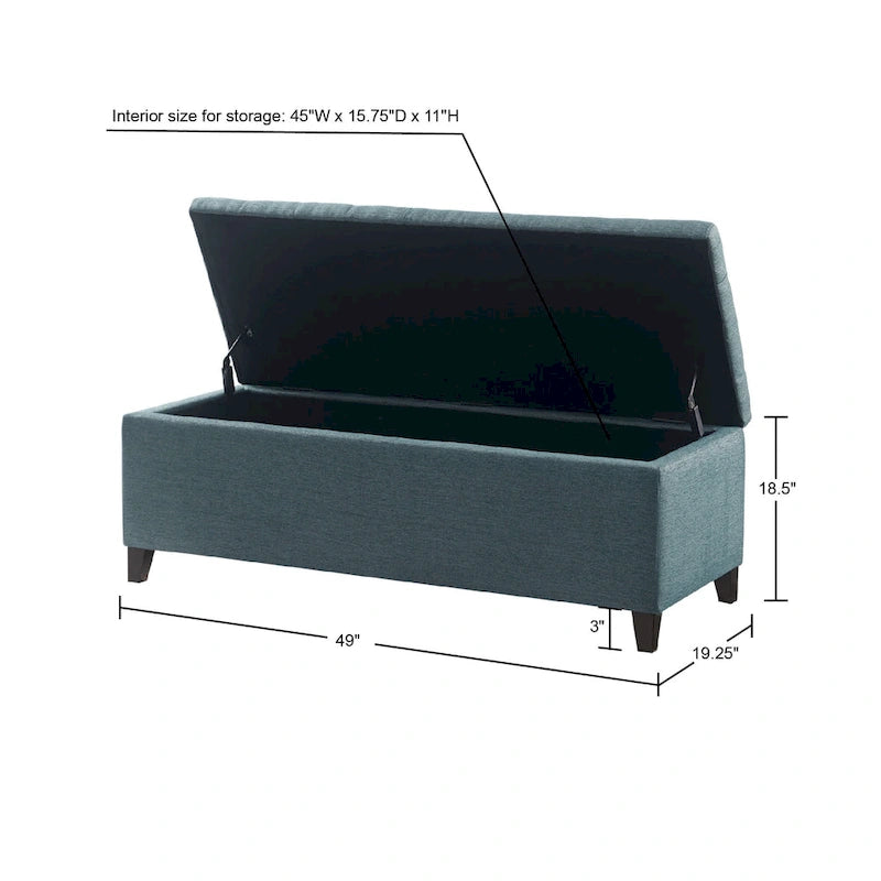 Banc de rangement capitonné Sasha à dessus touffeté