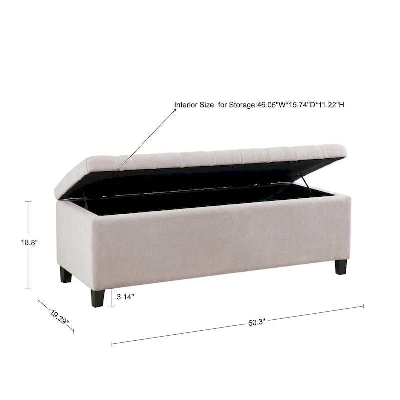 Banc de rangement capitonné Sasha à dessus touffeté