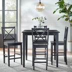 Table et chaises à hauteur de comptoir, 5 pièces, dossier en X