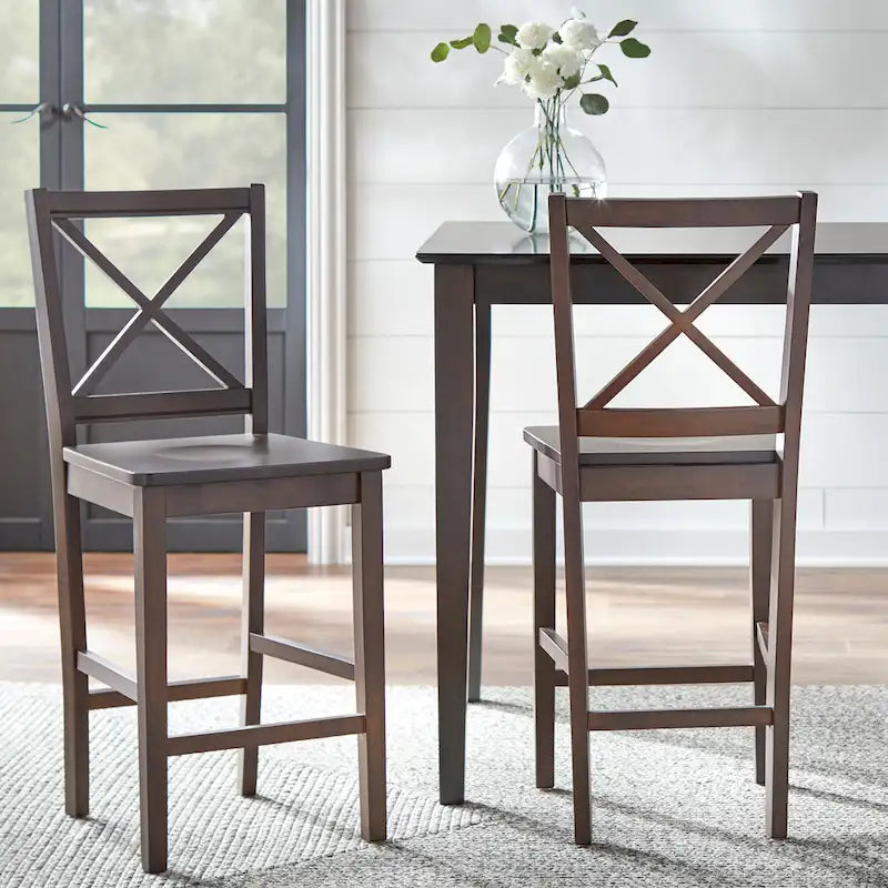 Table et chaises à hauteur de comptoir, 5 pièces, dossier en X