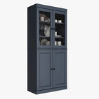 Garde-manger 100 % en bois massif avec portes givrées, vitrées transparentes ou pleines et étagères réglables