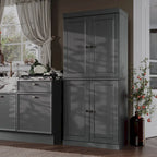 Garde-manger 100 % en bois massif avec portes givrées, vitrées transparentes ou pleines et étagères réglables