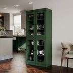 Garde-manger 100 % en bois massif avec portes givrées, vitrées transparentes ou pleines et étagères réglables