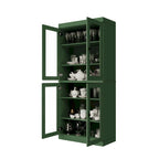 Garde-manger 100 % en bois massif avec portes givrées, vitrées transparentes ou pleines et étagères réglables
