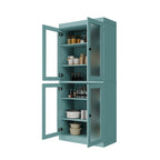 Garde-manger 100 % en bois massif avec portes givrées, vitrées transparentes ou pleines et étagères réglables
