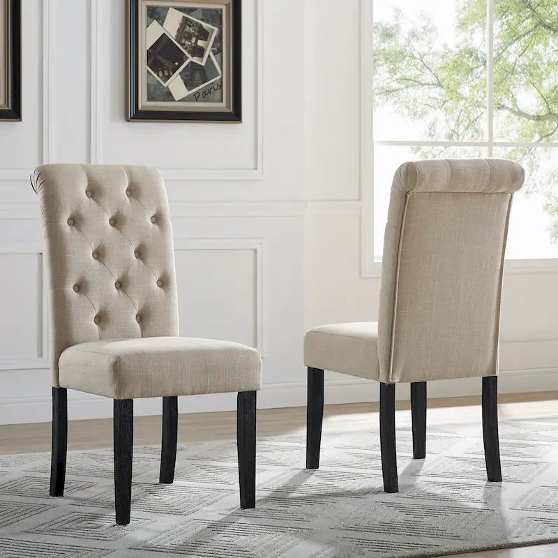 Chaise de salle à manger capitonnée en bois massif Leviton