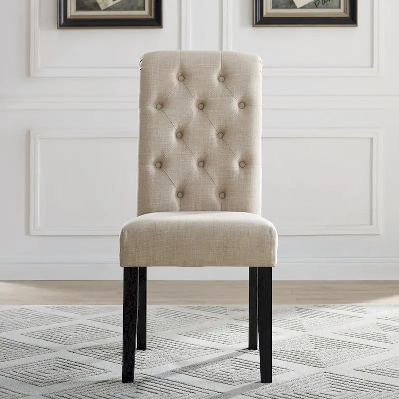 Chaise de salle à manger capitonnée en bois massif Leviton