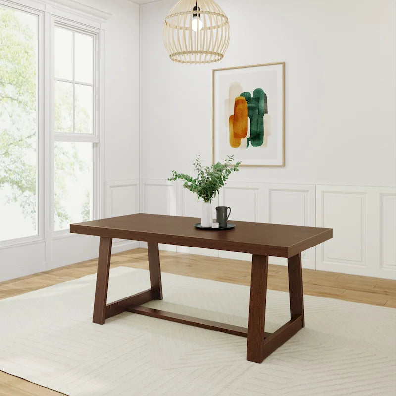 Table de salle à manger classique en bois massif, avec plateau et piètement - 72